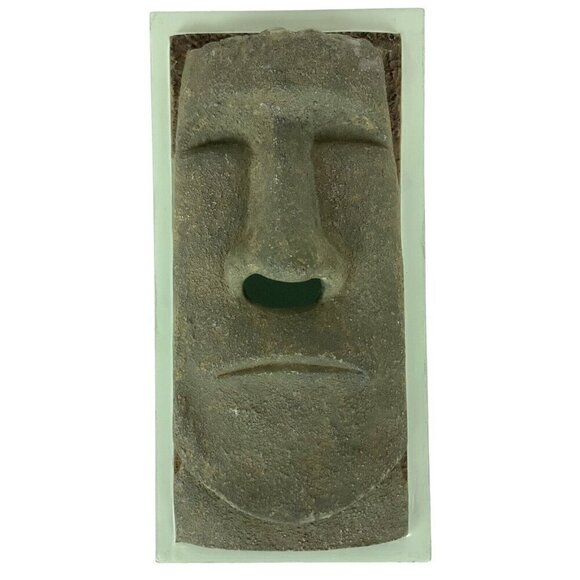 Tissue Box Cover Holder Easter Island Moai Tiki Head Dum Dum Green Rotary Hero - Picture 2 of 8